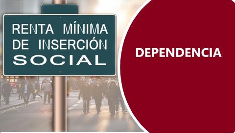 Texto sobre imagen de personas por la calle. Renta Mínima de Inserción Social y Dependencia